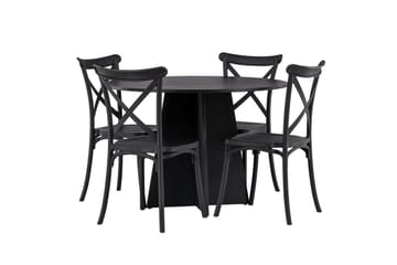 Bootcut Matgrupp 110 cm Rund med 4 Crosett stolar - Svart - Möbler - Bord & matgrupp - Matgrupp