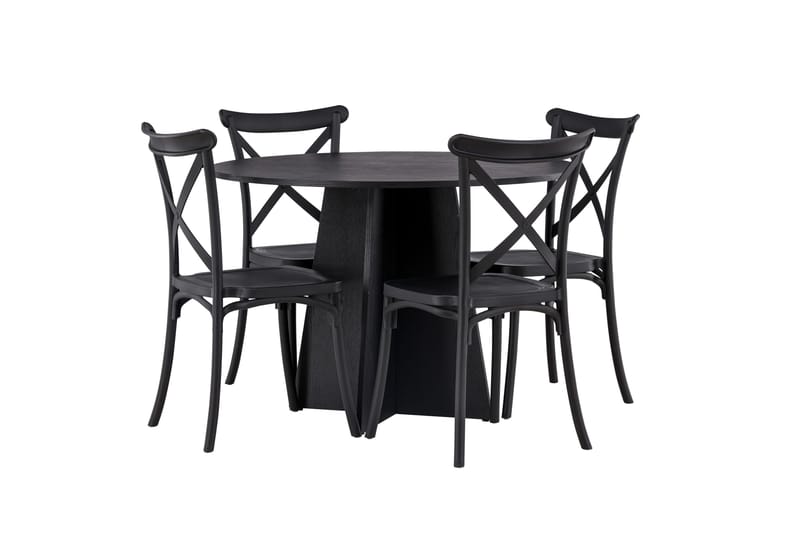 Bootcut Matgrupp 110 cm Rund med 4 Crosett stolar - Svart - Möbler - Bord & matgrupp - Matgrupp