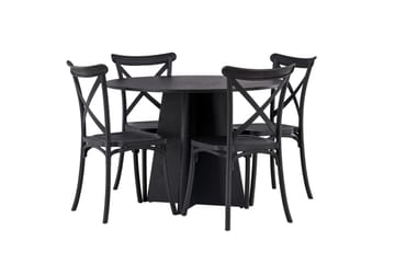 Bootcut Matgrupp 110 cm Rund med 4 Crosett stolar - Svart - Möbler - Bord & matgrupp - Matgrupp