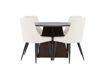 Bootcut Matgrupp 110 cm Rund med 4 Leone stolar - Mocca/Beige - Möbler - Bord & matgrupp - Matgrupp