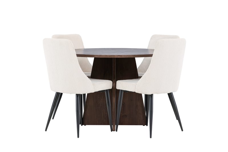 Bootcut Matgrupp 110 cm Rund med 4 Leone stolar - Mocca/Beige - Möbler - Bord & matgrupp - Matgrupp