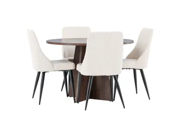 Bootcut Matgrupp 110 cm Rund med 4 Leone stolar - Mocca/Beige - Möbler - Bord & matgrupp - Matgrupp