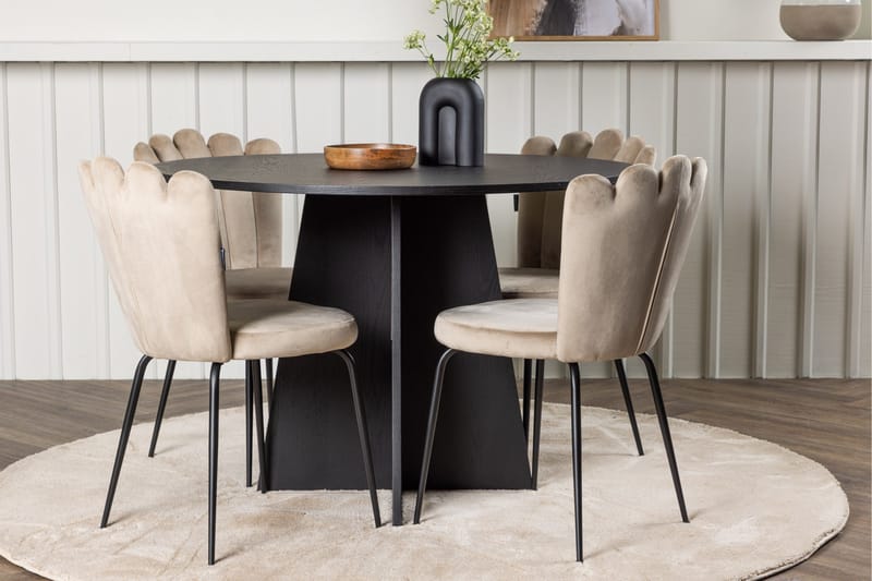 Bootcut Matgrupp 110 cm Rund med 4 Limhamn stolar - Beige - Möbler - Bord & matgrupp - Matgrupp