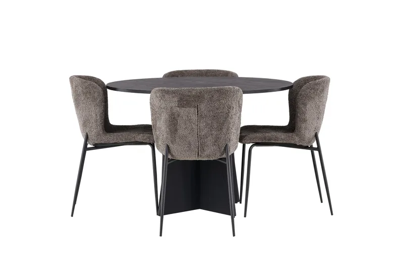 Bootcut Matgrupp 110 cm Rund med 4 Modesto stolar - Beige - Möbler - Bord & matgrupp - Matgrupp