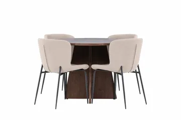 Bootcut Matgrupp 110 cm Rund med 4 Modesto stolar - Mocca/Beige - Möbler - Bord & matgrupp - Matgrupp