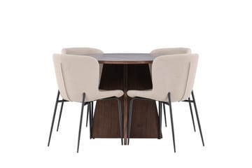 Bootcut Matgrupp 110 cm Rund med 4 Modesto stolar - Mocca/Beige - Möbler - Bord & matgrupp - Matgrupp