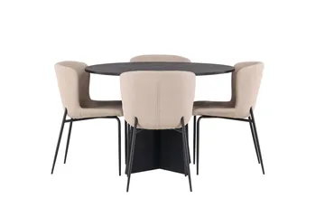 Bootcut Matgrupp 110 cm Rund med 4 Modesto stolar - Svart - Möbler - Bord & matgrupp - Matgrupp