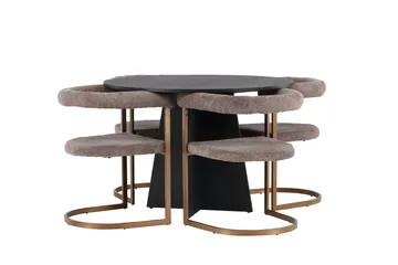 Bootcut Matgrupp 110 cm Rund med 4 Morning stolar - Svart - Möbler - Bord & matgrupp - Matgrupp