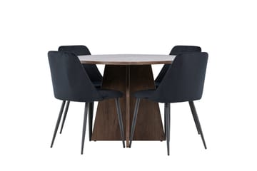 Bootcut Matgrupp 110 cm Rund med 4 Night stolar - Mocca/Svart - Möbler - Bord & matgrupp - Matgrupp