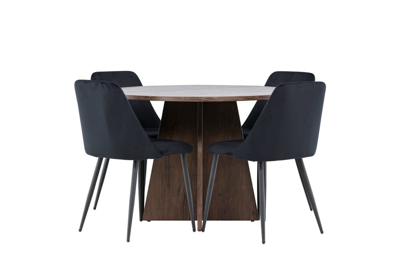 Bootcut Matgrupp 110 cm Rund med 4 Night stolar - Mocca/Svart - Möbler - Bord & matgrupp - Matgrupp