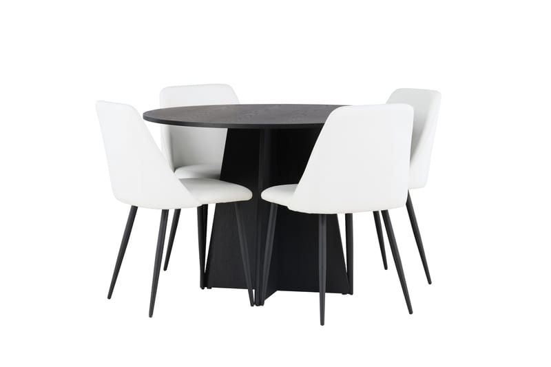 Bootcut Matgrupp 110 cm Rund med 4 Night stolar - Svart - Möbler - Bord & matgrupp - Matgrupp