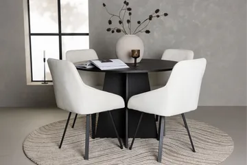 Bootcut Matgrupp 110 cm Rund med 4 Rosie stolar - Beige - Möbler - Bord & matgrupp - Matgrupp