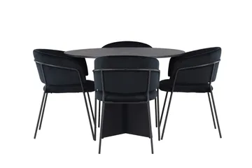 Bootcut Matgrupp 110 cm Rund med 4 Selma Stolar - Svart - Möbler - Bord & matgrupp - Matgrupp