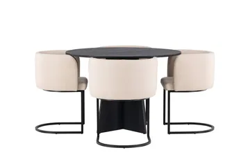 Bootcut Matgrupp 110 cm Rund med 4 Simrishman stolar - Beige - Möbler - Bord & matgrupp - Matgrupp