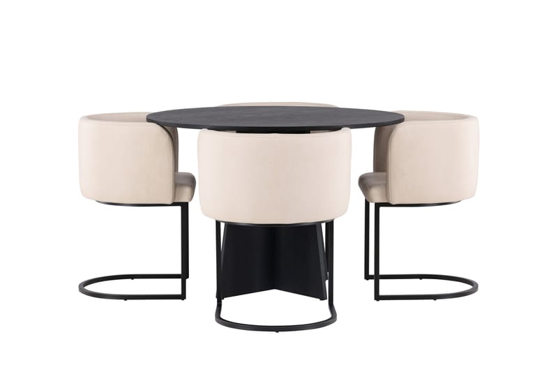 Bootcut Matgrupp 110 cm Rund med 4 Simrishman stolar - Beige - Möbler - Bord & matgrupp - Matgrupp