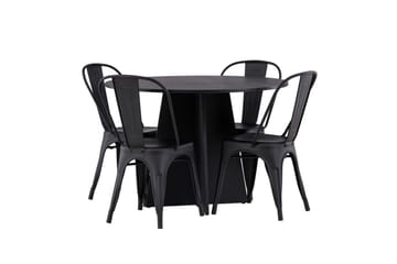 Bootcut Matgrupp 110 cm Rund med 4 Tempe Stolar - Svart - Möbler - Bord & matgrupp - Matgrupp