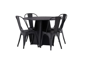 Bootcut Matgrupp 110 cm Rund med 4 Tempe Stolar - Svart - Möbler - Bord & matgrupp - Matgrupp