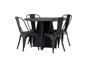 Bootcut Matgrupp 110 cm Rund med 4 Tempe Stolar - Svart - Möbler - Bord & matgrupp - Matgrupp