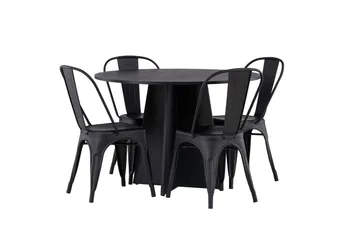 Bootcut Matgrupp 110 cm Rund med 4 Tempe Stolar - Svart - Möbler - Bord & matgrupp - Matgrupp