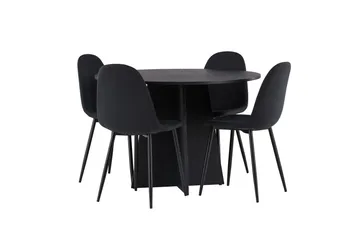 Bootcut Matgrupp 110 cm Rund med 4 Polar stolar - Svart - Möbler - Bord & matgrupp - Matgrupp