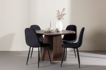 Bootcut Matgrupp 110 cm Rund med 4 Polar stolar - Mocca/Svart - Möbler - Bord & matgrupp - Matgrupp