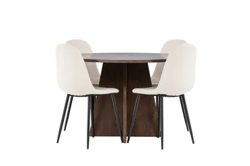 Bootcut Matgrupp 110 cm Rund med 4 Polar stolar - Mocca/Beige - Möbler - Bord & matgrupp - Matgrupp