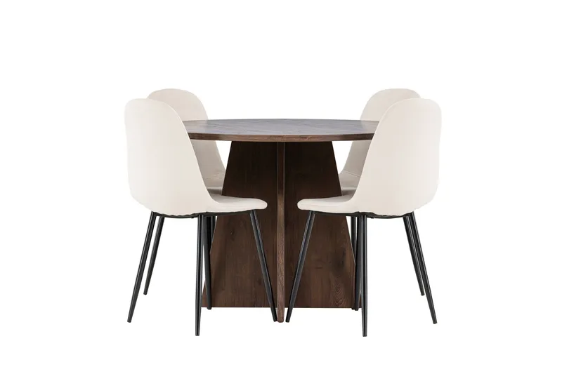 Bootcut Matgrupp 110 cm Rund med 4 Polar stolar - Mocca/Beige - Möbler - Bord & matgrupp - Matgrupp