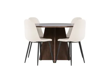 Bootcut Matgrupp 110 cm Rund med 4 Polar stolar - Mocca/Beige - Möbler - Bord & matgrupp - Matgrupp