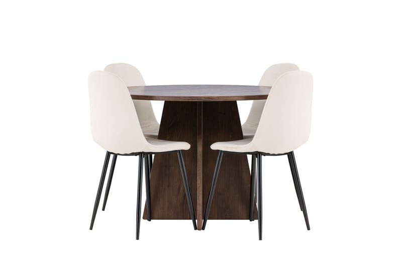 Bootcut Matgrupp 110 cm Rund med 4 Polar stolar - Mocca/Beige - Möbler - Bord & matgrupp - Matgrupp