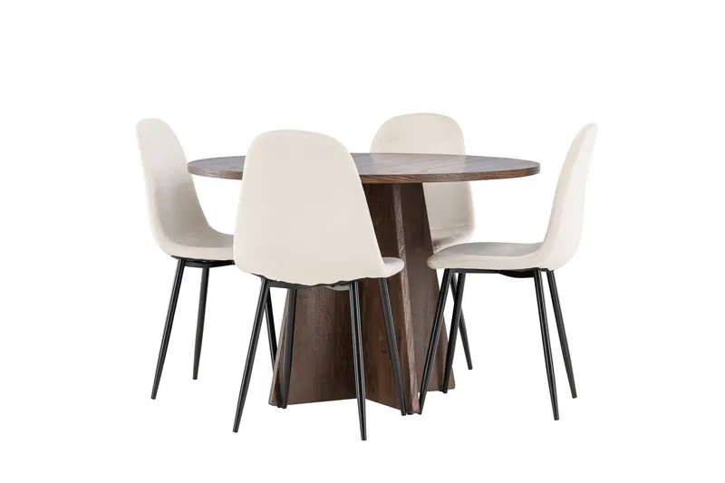 Bootcut Matgrupp 110 cm Rund med 4 Polar stolar - Mocca/Beige - Möbler - Bord & matgrupp - Matgrupp