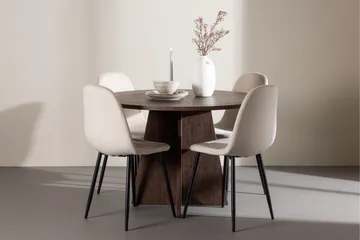 Bootcut Matgrupp 110 cm Rund med 4 Polar stolar - Mocca/Beige - Möbler - Bord & matgrupp - Matgrupp