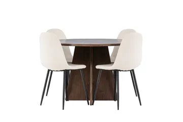 Bootcut Matgrupp 110 cm Rund med 4 Polar stolar - Mocca/Beige - Möbler - Bord & matgrupp - Matgrupp