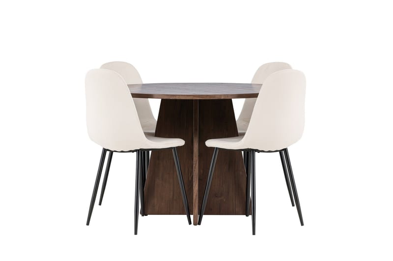 Bootcut Matgrupp 110 cm Rund med 4 Polar stolar - Mocca/Beige - Möbler - Bord & matgrupp - Matgrupp