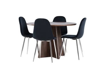Bootcut Matgrupp 110 cm Rund med 4 Polar stolar - Mocca/Svart - Möbler - Bord & matgrupp - Matgrupp