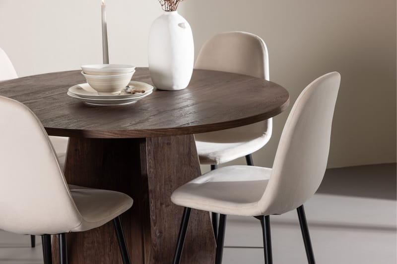 Bootcut Matgrupp 110 cm Rund med 4 Polar stolar - Mocca/Beige - Möbler - Bord & matgrupp - Matgrupp