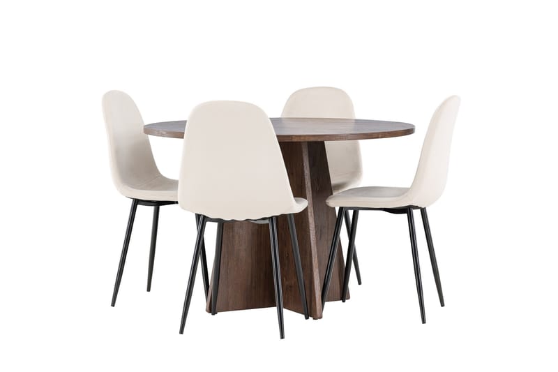 Bootcut Matgrupp 110 cm Rund med 4 Polar stolar - Mocca/Beige - Möbler - Bord & matgrupp - Matgrupp