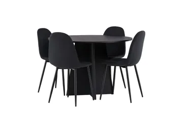 Bootcut Matgrupp 110 cm Rund med 4 Polar stolar - Svart - Möbler - Bord & matgrupp - Matgrupp