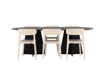 Bootcut Matgrupp 230 cm Oval med 6 Åstol stolar - Svart - Möbler - Bord & matgrupp - Matgrupp