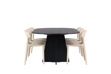 Bootcut Matgrupp 230 cm Oval med 6 Åstol stolar - Svart - Möbler - Bord & matgrupp - Matgrupp