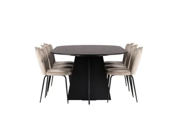 Bootcut Matgrupp 230 cm Oval med 6 Limhamn stolar - Beige - Möbler - Bord & matgrupp - Matgrupp