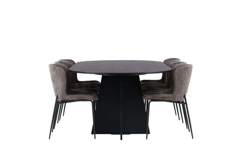 Bootcut Matgrupp 230 cm Oval med 6 Modesto stolar - Svart - Möbler - Bord & matgrupp - Matgrupp