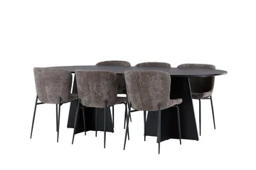 Bootcut Matgrupp 230 cm Oval med 6 Modesto stolar - Svart - Möbler - Bord & matgrupp - Matgrupp