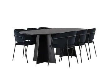 Bootcut Matgrupp 230 cm Oval med 6 Selma Stolar - Svart - M öbler - Bord & matgrupp - Matgrupp