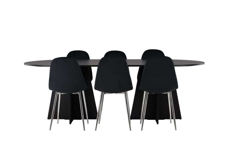 Bootcut Matgrupp 230 cm Oval med 6 Polar stolar, Svart