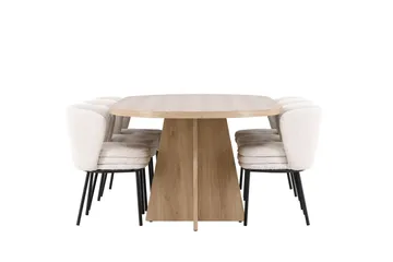 Bootcut Matgrupp 230 cm Rektangulär med 6 Agnes stolar - Whitewash/Vit - Möbler - Bord & matgrupp - Matgrupp