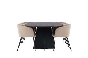 Bootcut Matgrupp 230 cm Rektangulär med 6 Berit stolar - Beige - Möbler - Bord & matgrupp - Matgrupp