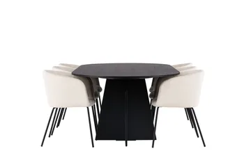 Bootcut Matgrupp 230 cm Rektangulär med 6 Berit stolar - Beige - Möbler - Bord & matgrupp - Matgrupp