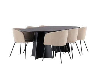 Bootcut Matgrupp 230 cm Rektangulär med 6 Berit stolar - Beige - Möbler - Bord & matgrupp - Matgrupp