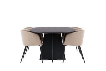 Bootcut Matgrupp 230 cm Rektangulär med 6 Berit stolar - Beige - Möbler - Bord & matgrupp - Matgrupp