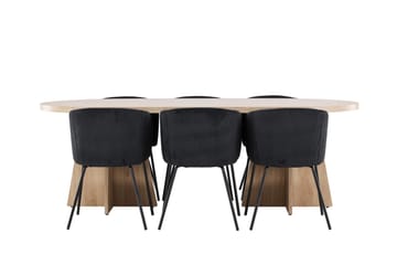 Bootcut Matgrupp 230 cm Rektangulär med 6 Berit stolar - Whitewash/Svart - Möbler - Bord & matgrupp - Matgrupp